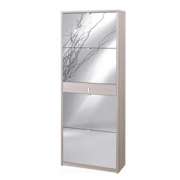 [S-OSK569OLSPK] Scarpiera con quattro ante a specchio e un cassetto Olmo Chiaro 63x29x h164 cm