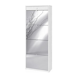 [S-OSK568OSSPK] Scarpiera con quattro ante a specchio e un cassetto superiore Bianco Ossido 63x29x h164 cm