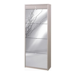 [S-OSK568OLSPK] Scarpiera a specchio con quattro ante e un cassetto superiore Olmo Chiaro 63x29x h164 cm