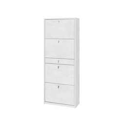 [S-ASK569OSOSK] Scarpiera con 4 ante e 1 cassetto, Bianco Ossido, 63x29x164 cm