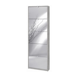 [S-OSK555CESPK] Scarpiera sottile con cinque ante a specchio Beton Cemento 63x18x h190 cm