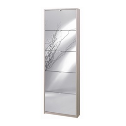 [S-ASK555OLSPK] Scarpiera Slim Cinque Ante a Specchio Olmo Chiaro 63x18x h190 cm