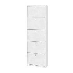 [S-OSK565OSOSK] Scarpiera sottile salvaspazio con cinque ante in Bianco Ossido 63x29x h190 cm