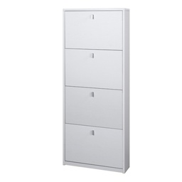 [S-OSK554BFBFK] Scarpiera salvaspazio slim con quattro ante Bianco Cenere 63x18x h154 cm
