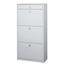 [S-OSK567BFBFK] Scarpiera sottile salvaspazio tre ante un cassetto Bianco Cenere 63x29x h127 cm