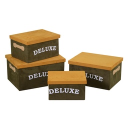 [S-V1223960000] Scatola Tessuto Verde Rettangolare 40x31x21 cm