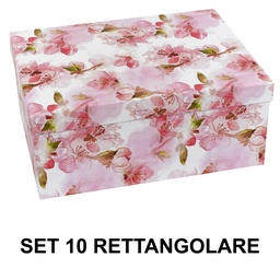[S-V1225910000] Scatola cartone rosa bianco rettangolare fiori cm37,5x29h16
