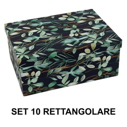[S-V1225980000] Scatola rettangolare in cartone blu foglie cm37,5x29h16