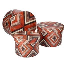 [S-V6123600000] Scatola ecopelle arancione righe tondo 27x17 cm