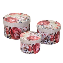 [S-V1230320000] Scatola ecopelle per fiori crema tondo ø27h17,5