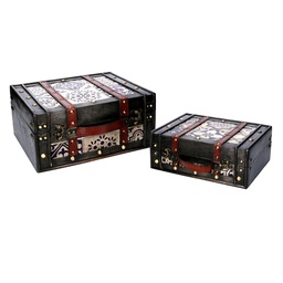 [S-V5035610000] Scatola rettangolare in legno marrone 36x29h17 cm