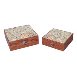 [S-V5925450000] Scatola in legno verde con bordo marrone 20x20x6,8 cm