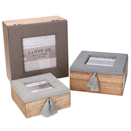[S-V5034860000] Scatola legno grigio quadrata 18x18x9 cm