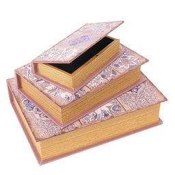 [S-V1225750000] Scatola libro ecopelle 1-3 grigio fiori rettangolare cm32x24h8