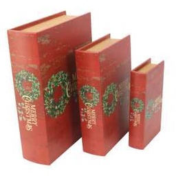 [S-V6180770000] Scatola libro ecopelle 1-3 rosso ghirlanda cm32x24h8