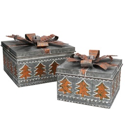 [S-V6115630000] Scatola Metallo Grigio Oro Quadro 26x26x19 cm