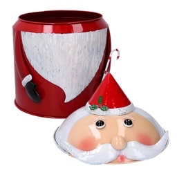 [S-V6147540000] Scatola Metallo Babbo Natale Rosso Tondo Ø43x29 cm