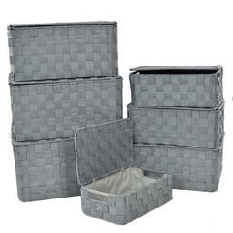 [S-V1225580000] Scatola grigia rettangolare in poliestere 1-7 con manici in metallo cm40x30h21,5