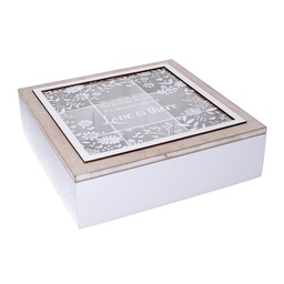 [S-V5962520000] Scatola portathe legno beige quadro 26x26x7,5 cm