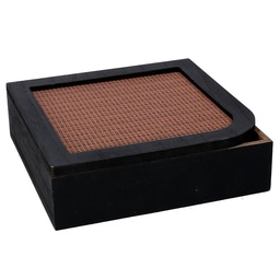 [S-V5962240000] Scatola portathe legno nero quadro 20x20x6 cm