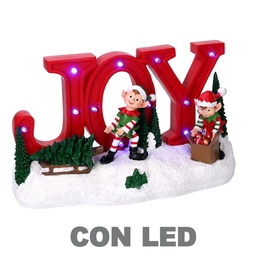 [S-V6150850000] Scritta in resina con elfi led rosso 29,5x8x17 cm