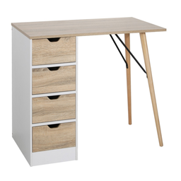 [S-B0710399] Scrivania Alberta con cassettiera effetto legno 120x60x75h cm