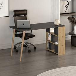 [S-FZ97114] Scrivania Pina 120 con libreria laterale noce antracite