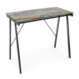 [S-B5710323] Scrivania in vetro Young California 113x58 cm