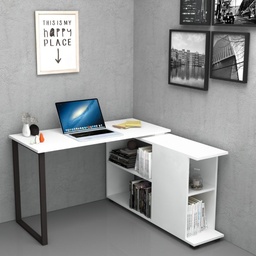 [94086] Scrivania con libreria reversibile Bianco OSLO 120x60x h74 cm