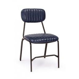 [S-B0746100] Sedia Debbie blu vintage in ecopelle