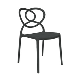 [S-FZ97479] Sedia Lovely in Polipropilene Nera Resistente ai Raggi UV e all'Umidità L59 x P53 x H82