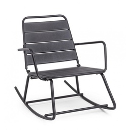 [S-B0802899] Sedia a Dondolo Antracite Bizzotto Lillian - Acciaio Trattato per Esterno - Finitura Opaca - Facile da Assemblare - Dimensioni: 63 x 90 x 74h cm - Altezza Seduta: 35h cm - Altezza Bracciolo: 55h cm