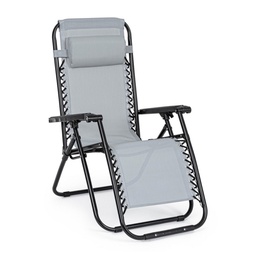 [S-B0815026] Sedia a sdraio grigio chiaro da esterno - Dimensioni: 65x176x80 cm