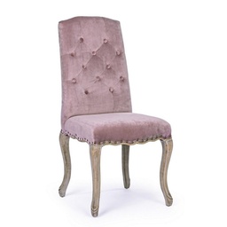 [S-B0743673] Sedia Classica in Legno e Velluto Rosa Diva 51x53x99 cm