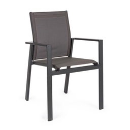 [S-B0663218] Sedia con braccioli da esterno Crozet, colore dark antracite, impilabile, misure 56.5 x 62 x 88 cm