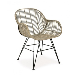 [S-B0671480] Sedia con braccioli Raquel in fibre naturali