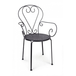 [S-B0802391] Sedia da giardino con braccioli in acciaio antracite 49x49x h89 cm