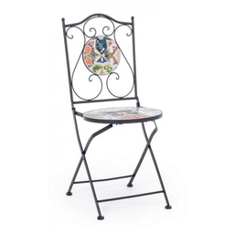 [S-B0806087] Sedia da giardino esterno pieghevole in acciaio e ceramica