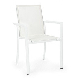 [S-B0662740] Sedia in alluminio con braccioli bianco Konnor - Dimensioni: 56.2x60x88 cm