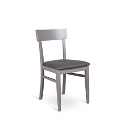 [S-OM/172/GS] Set di 4 sedie in legno laccato grigio scuro con seduta in similpelle, 45x44x82 cm