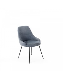 [S-OM/395/AV] Sedia in microfibra avio con struttura in metallo nero, 48.5cm x 49.5cm x 80cm