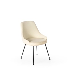 [S-OM/395/BI] Set di 4 sedie in microfibra bianca con gambe nere, dimensioni 48,5x49x5x80 cm