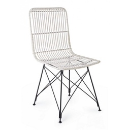 [S-B0671476] Sedia contemporanea in acciaio e kubu bianco LUCILA 45x55x h85 cm