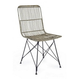 [S-B0671475] Sedia contemporanea in acciaio e kubu grigio LUCILA 45x55x h85 cm