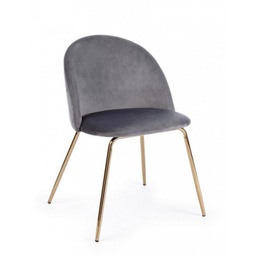 [S-B0733301] Sedia in velluto grigio con gambe oro - Dimensioni: 49 x 55 x 77h