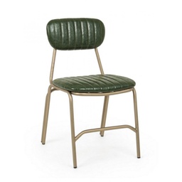 [S-B0746116] Sedia moderna Addy in acciaio rivestita in colore verde scuro retro
