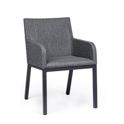 [S-B0663040] Sedia per esterno con braccioli in tessuto Antracite 55x62x h82 cm