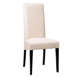 [S-V28045400CR] Sedia Salotto Ecopelle Crema e Legno Faggio Nero - Misure 47x56,5xH48/100