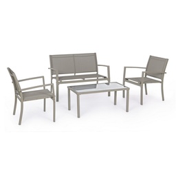 [S-B0662551] Set 4 salotto tortora in metallo