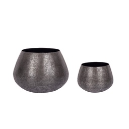 [S-B0182971] Set 2 porta vaso nero in alluminio stile industriale